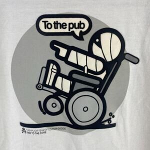 SALE  Xplicit Industries To the Pub White Short Sleeve Shirt Men's Size Medium